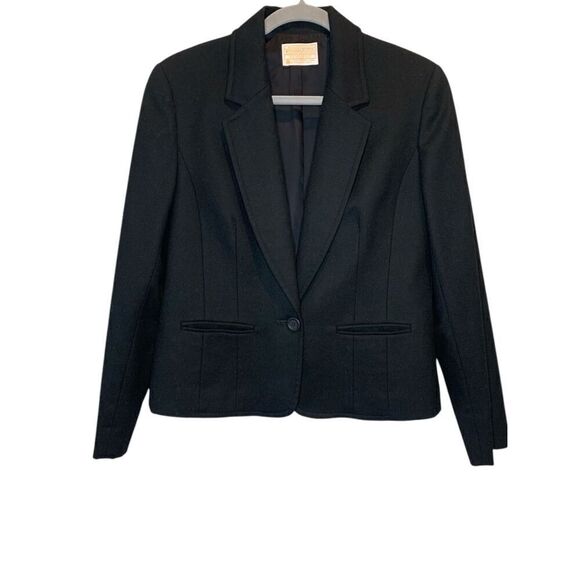 Pendleton Blazer Jacket Pure Virgin Wool Black Size 8 Lined - Picture 1 of 4